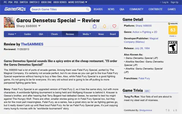 GameFAQs 2013-11-20